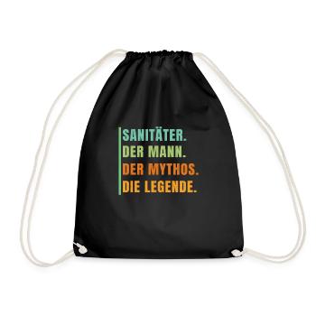 Sanitäter Retro Sani Rettungsdienst 112 Mythos - Turnbeutel - Schwarz - Vorne