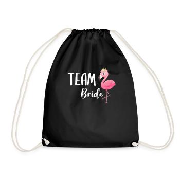 Team Bride Bride Flamingo Flamingos Engagement JGA - Drawstring Bag - black - Front