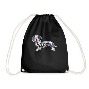 Amant de teckel Halloween crâne de teckel - Sac de sport léger - noir - Devant