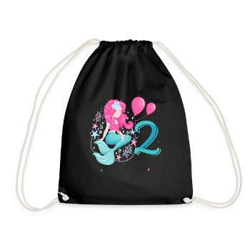 2nd birthday mermaid Two years - Drawstring Bag - black - Front