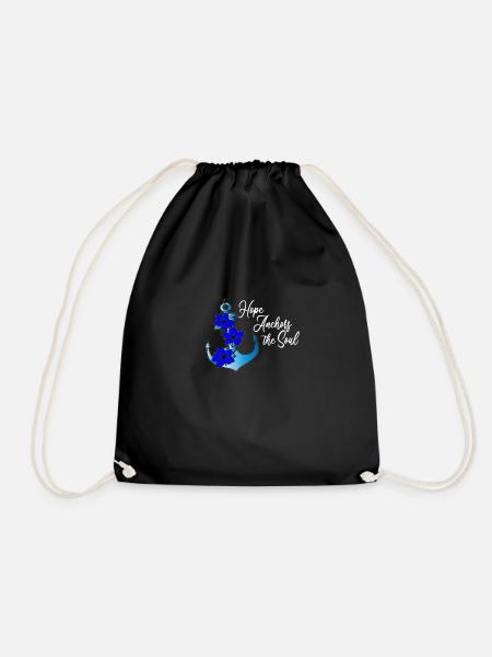 Anchor hope flowers - Drawstring Bag - black