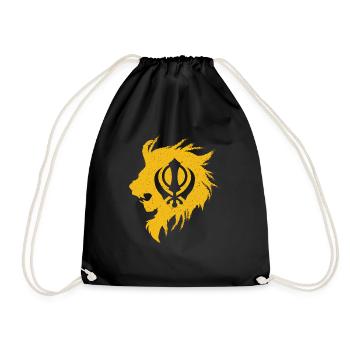 Khanda Löwe Kaur - Punjabi - Sikhismus Sikh Geschenk - Turnbeutel - Schwarz - Vorne