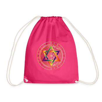 Flower of Life Sacred Geometry - Drawstring Bag - fuchsia - Front