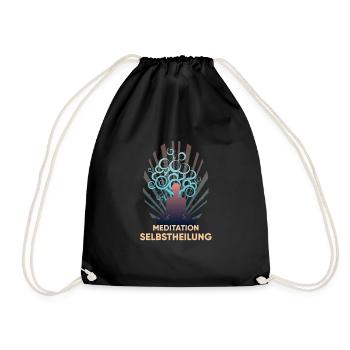 Meditation is self healing - Drawstring Bag - black - Front