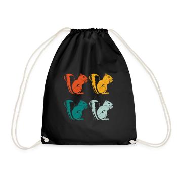 Squirrel animals - Drawstring Bag - black - Front