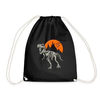 Halloween Dino Trex Skeleton Gift Idea - Drawstring Bag - black - Front