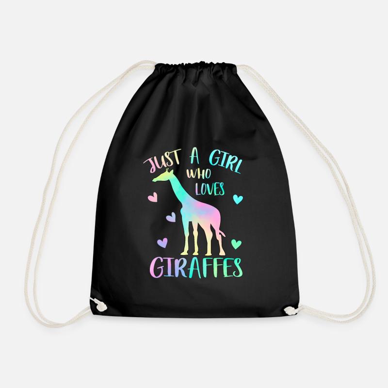 Just a girl who loves giraffes - Drawstring Bag - black
