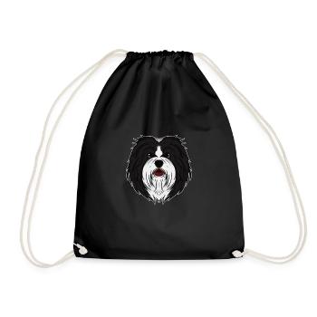 Funny Havanese Dog head Dog gift - Drawstring Bag - black - Front