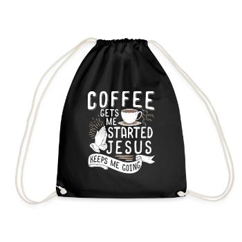 Le café me fait démarrer Jésus me permet de continuer - Sac de sport léger - noir - Devant
