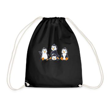 Pinguin Antarktis - Turnbeutel - Schwarz - Vorne