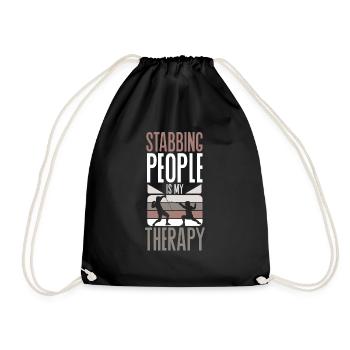 fencing saber fencer sword gift idea - Drawstring Bag - black - Front
