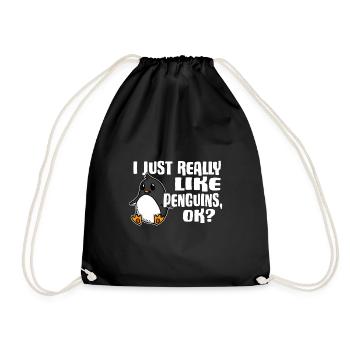 I Just Really Like Penguins Ok Pinguin Geschenk - Turnbeutel - Schwarz - Vorne