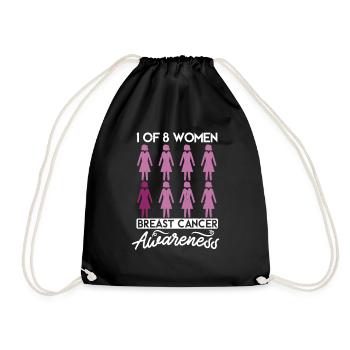 1 of 8 women breast cancer awareness - Drawstring Bag - black - Front