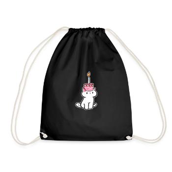 Cat-Kuchen Katzen-Inhaber Geschenk - Turnbeutel - Schwarz - Vorne