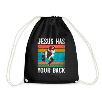 Jesus hat dein Rückenprodukt Brasilianisches Jiu Jitsu - Turnbeutel - Schwarz - Vorne