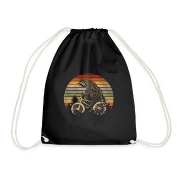Retro raccoon animal - Drawstring Bag - black - Front