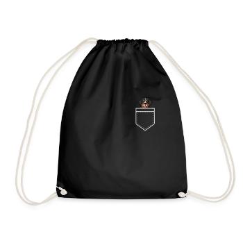 Bermese Mountain Dog in My Pocket, Dog Lovers Gift - Drawstring Bag - black - Front
