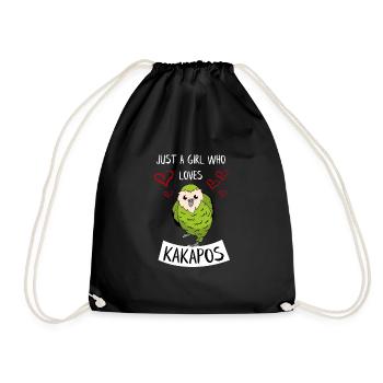 Just a girl who loves Kakapos New Zealand parrot - Drawstring Bag - black - Front