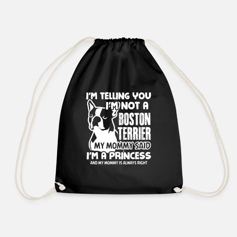 Boston Terrier Princess Shirts - Drawstring Bag - black
