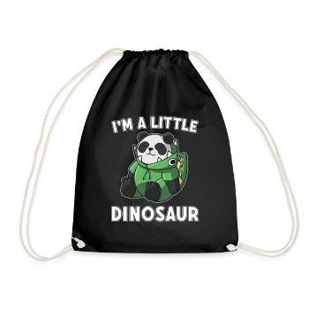 Dinosaur little dino panda - Drawstring Bag - black - Front