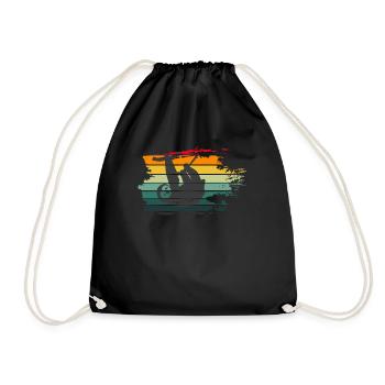 Retro Sloth Vintage Gift - Drawstring Bag - black - Front