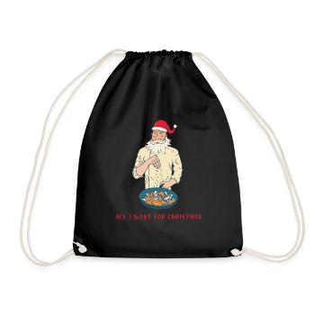Le Père Noël fait cuire des champignons - Sac de sport léger - noir - Devant