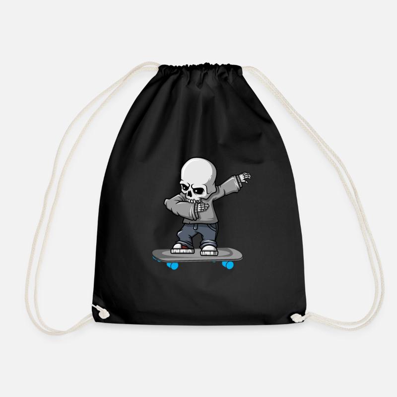 Dabbing Skelett Skateboard Halloween Skater - Turnbeutel - Schwarz
