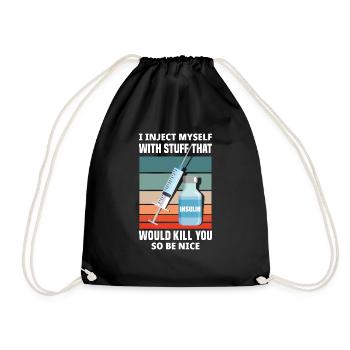 Cadeau de diabète de type 1 pour le diabète de type 1 - Sac de sport léger - noir - Devant