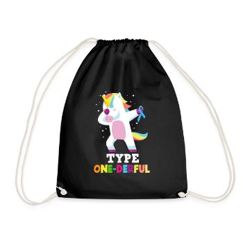 T1D Diabetes Typ 1 Diabetiker Geschenk - Turnbeutel - Schwarz - Vorne