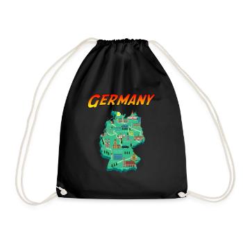 Deutschland - Karte - Vintage Zeichen Stil - Turnbeutel - Schwarz - Vorne