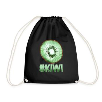 Kiwi slice fruit Halloween fruit - Drawstring Bag - black - Front