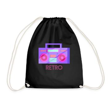 Retro Musik Boombox Vintage Geschenk - Turnbeutel - Schwarz - Vorne