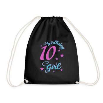 10 anniversaire fille anniversaire fille - Sac de sport léger - noir - Devant