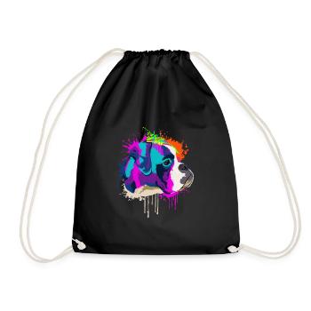 Splash Art Boxer Dog Lover Gift Idea - Drawstring Bag - black - Front
