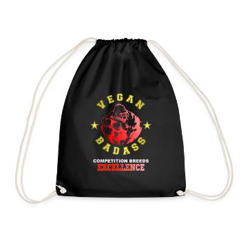 Vegan Badass Gorilla Sport Bodybuilding - Drawstring Bag - black - Front