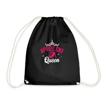Apres Ski Queen Skihaserl Skifahren Geschenk - Turnbeutel - Schwarz - Vorne