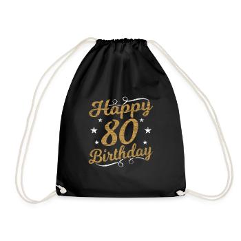 80th birthday - Drawstring Bag - black - Front