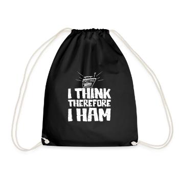 I Think Therefore I Ham Pun - Drawstring Bag - black - Front