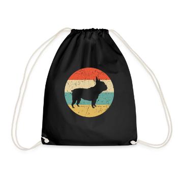 Frenchie Dogs Retro Französische Bulldogge Hundebe - Turnbeutel - Schwarz - Vorne