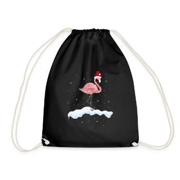 Christmas flamingo - Drawstring Bag - black - Front