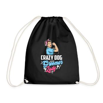 Crazy Dog Groomer Lady Pet Groomer - Drawstring Bag - black - Front