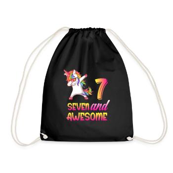 7e anniversaire fille cadeau, licorne 7 ans fille - Sac de sport léger - noir - Devant
