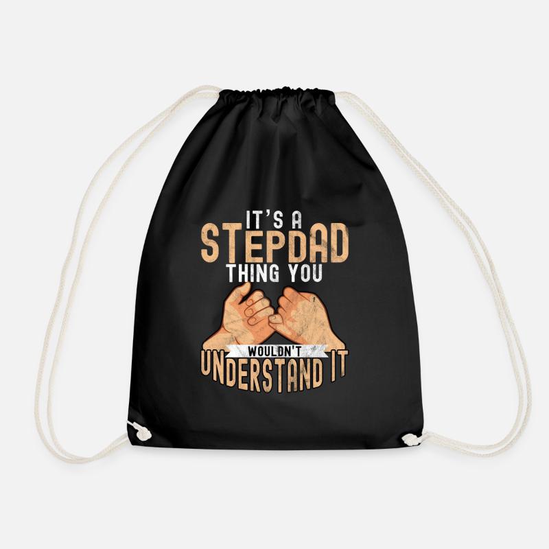 Stepfather dad dad stepdad gift stepson - Drawstring Bag - black