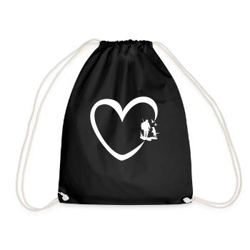 Hunt heart hunter gift hunting license hunting lodge - Drawstring Bag - black - Front