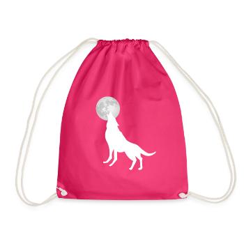 Wolf heult Mond an - Turnbeutel - Fuchsia - Vorne