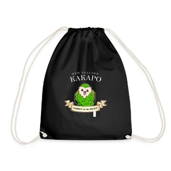 Funny gift for Kakapo parrot New Zealand - Drawstring Bag - black - Front