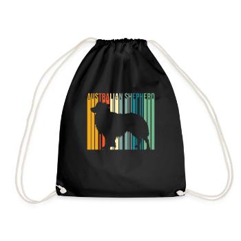 Retro Australian Shepherd Shirt - Vintage Style - - Drawstring Bag - black - Front