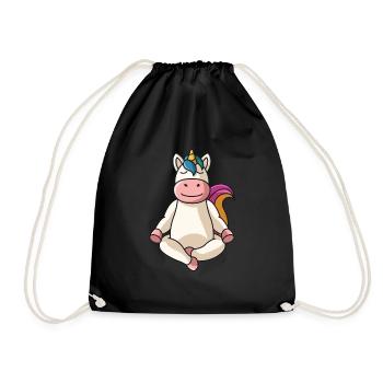 Unicorn yoga mandala spiritual yoga ladies saying - Drawstring Bag - black - Front