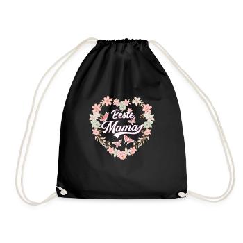 Beste Mama Blumenkranz Muttertagsgeschenk - Turnbeutel - Schwarz - Vorne