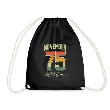 Vintage November 1975 45 Jahre Alt 45. Geburtstag - Turnbeutel - Schwarz - Vorne